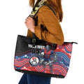 Custom Knights Leather Tote Bag Warrior Mascot With Aboriginal Indigenous
