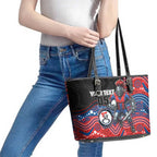 Custom Knights Leather Tote Bag Warrior Mascot With Aboriginal Indigenous