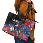 Custom Knights Leather Tote Bag Warrior Mascot With Aboriginal Indigenous
