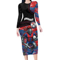 Custom Knights Long Sleeve Bodycon Dress Warrior Mascot With Aboriginal Indigenous