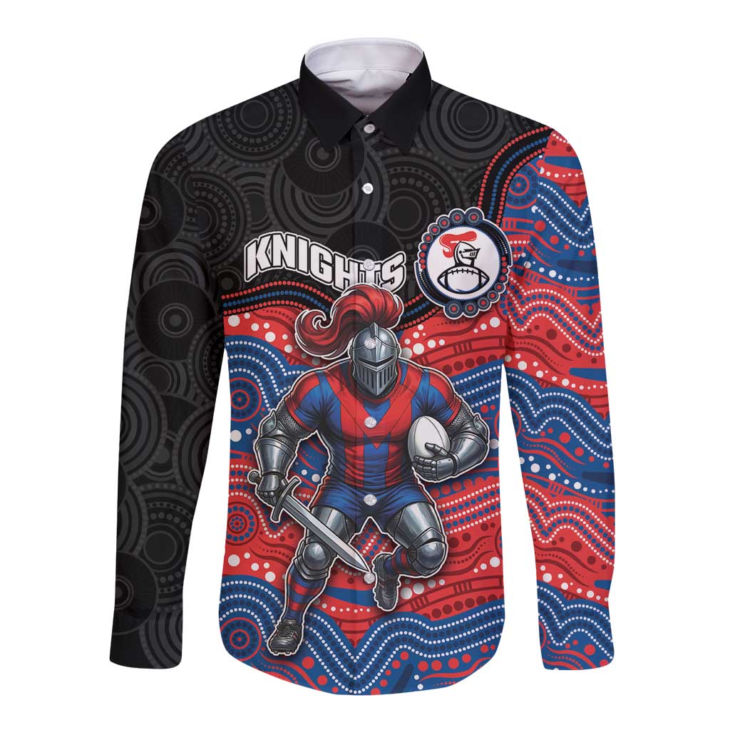 Custom Knights Long Sleeve Button Shirt Warrior Mascot With Aboriginal Indigenous
