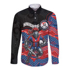 Custom Knights Long Sleeve Button Shirt Warrior Mascot With Aboriginal Indigenous