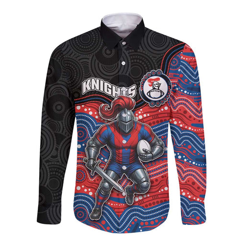 Custom Knights Long Sleeve Button Shirt Warrior Mascot With Aboriginal Indigenous