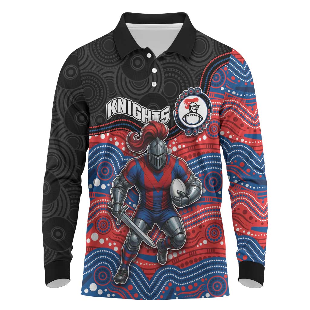 Custom Knights Long Sleeve Polo Shirt Warrior Mascot With Aboriginal Indigenous