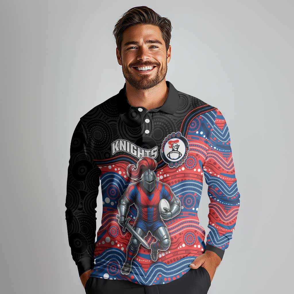 Custom Knights Long Sleeve Polo Shirt Warrior Mascot With Aboriginal Indigenous