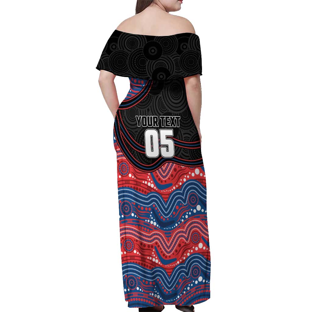 Custom Knights Off Shoulder Maxi Dress Warrior Mascot With Aboriginal Indigenous