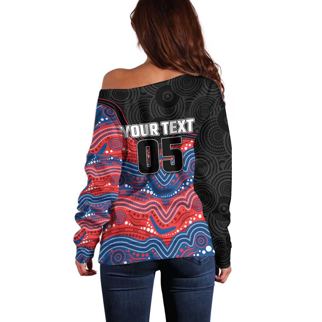 Custom Knights Off Shoulder Sweater Warrior Mascot With Aboriginal Indigenous