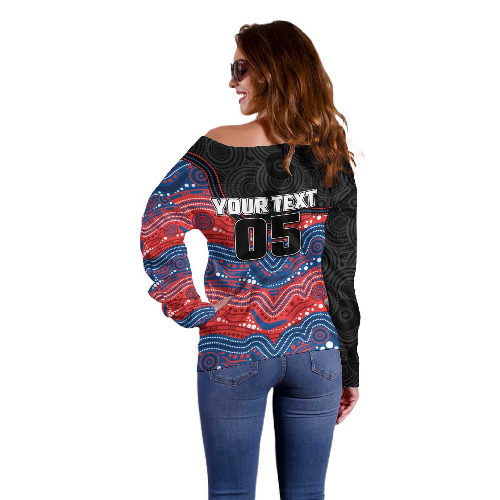Custom Knights Off Shoulder Sweater Warrior Mascot With Aboriginal Indigenous