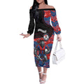 Custom Knights Off The Shoulder Long Sleeve Dress Warrior Mascot With Aboriginal Indigenous