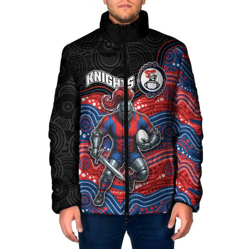 Custom Knights Padded Jacket Warrior Mascot With Aboriginal Indigenous