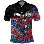 Custom Knights Polo Shirt Warrior Mascot With Aboriginal Indigenous