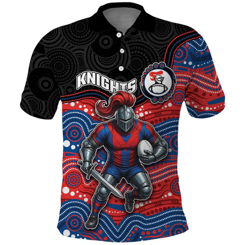 Custom Knights Polo Shirt Warrior Mascot With Aboriginal Indigenous