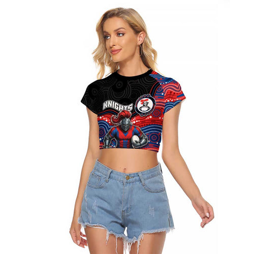 Custom Knights Raglan Cropped T Shirt Warrior Mascot With Aboriginal Indigenous