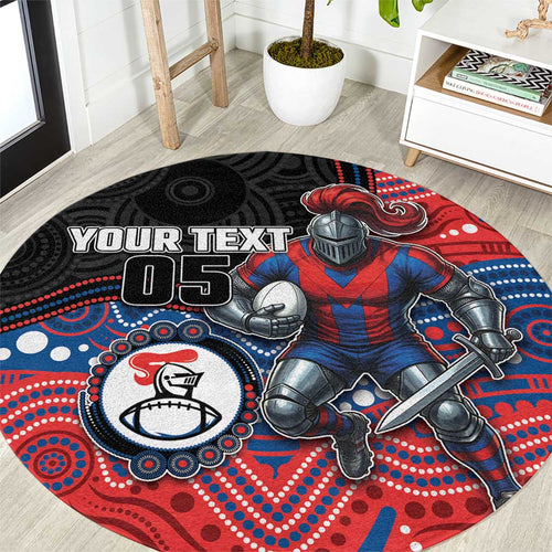 Custom Knights Round Carpet Warrior Mascot With Aboriginal Indigenous