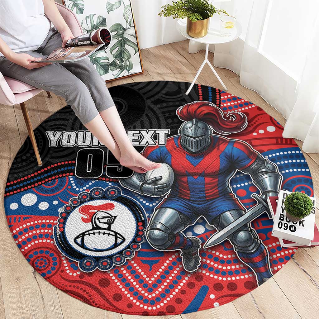 Custom Knights Round Carpet Warrior Mascot With Aboriginal Indigenous