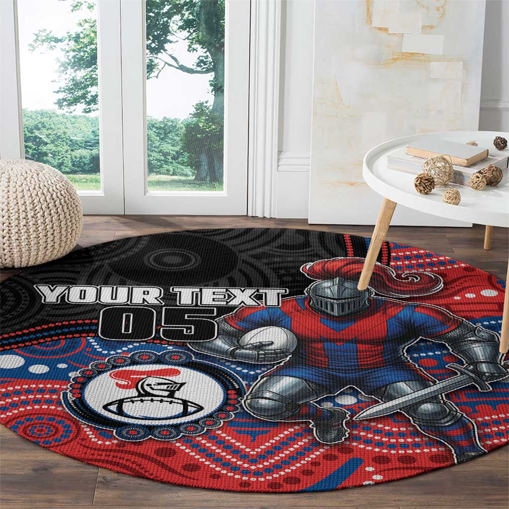Custom Knights Round Carpet Warrior Mascot With Aboriginal Indigenous