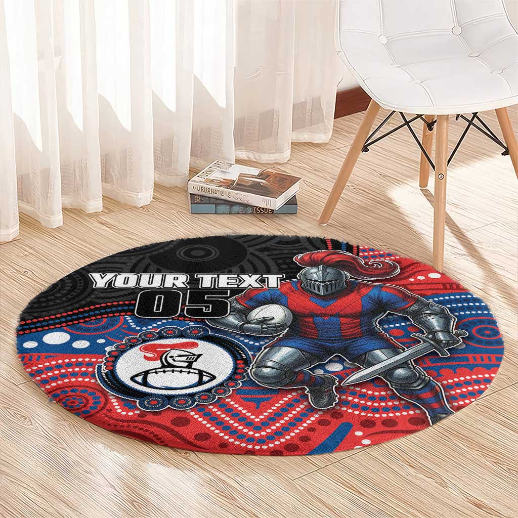 Custom Knights Round Carpet Warrior Mascot With Aboriginal Indigenous