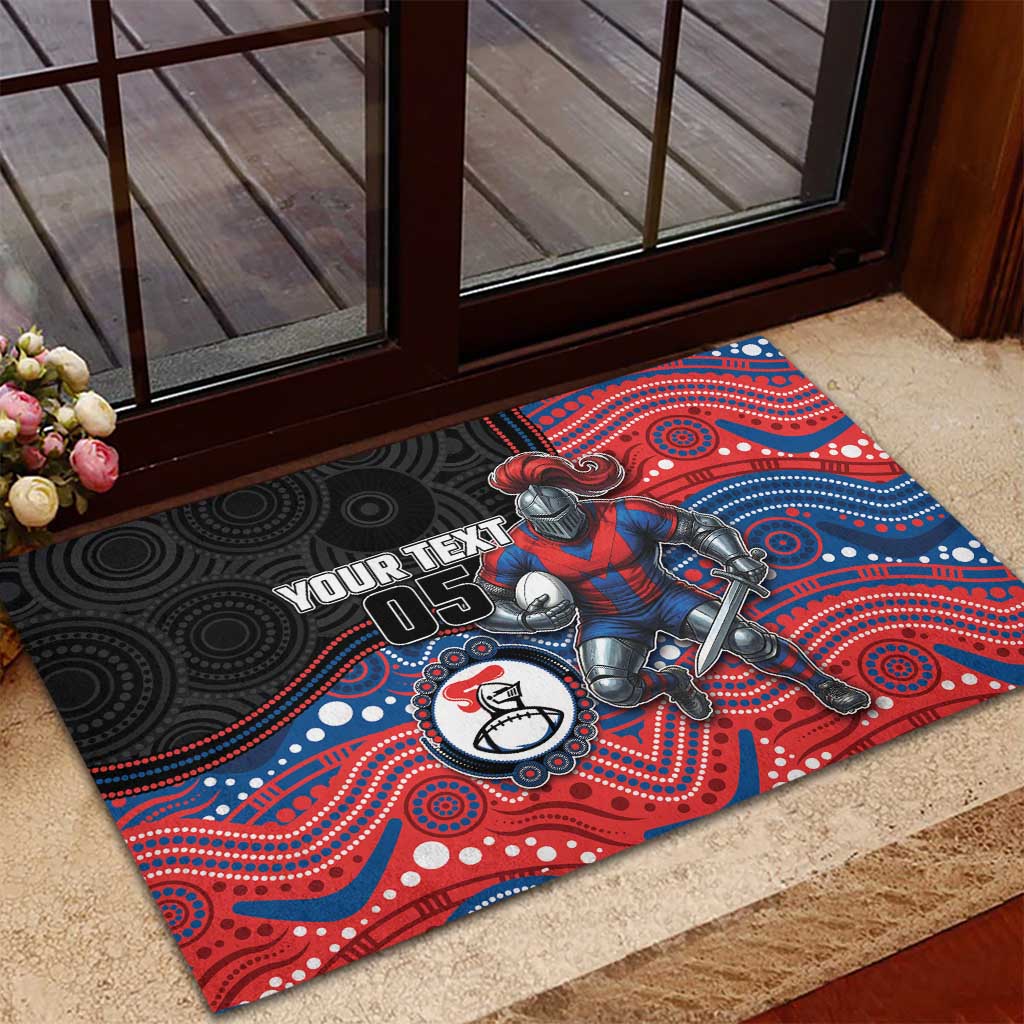 Custom Knights Rubber Doormat Warrior Mascot With Aboriginal Indigenous
