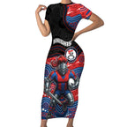 Custom Knights Short Sleeve Bodycon Dress Warrior Mascot With Aboriginal Indigenous