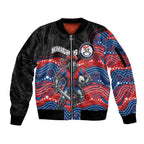 Custom Knights Sleeve Zip Bomber Jacket Warrior Mascot With Aboriginal Indigenous