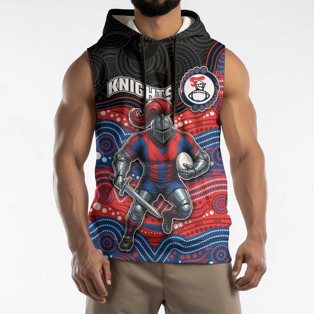Custom Knights Sleeveless Hoodie Warrior Mascot With Aboriginal Indigenous