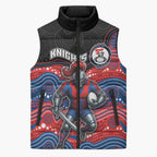 Custom Knights Sleeveless Puffer Jacket Warrior Mascot With Aboriginal Indigenous
