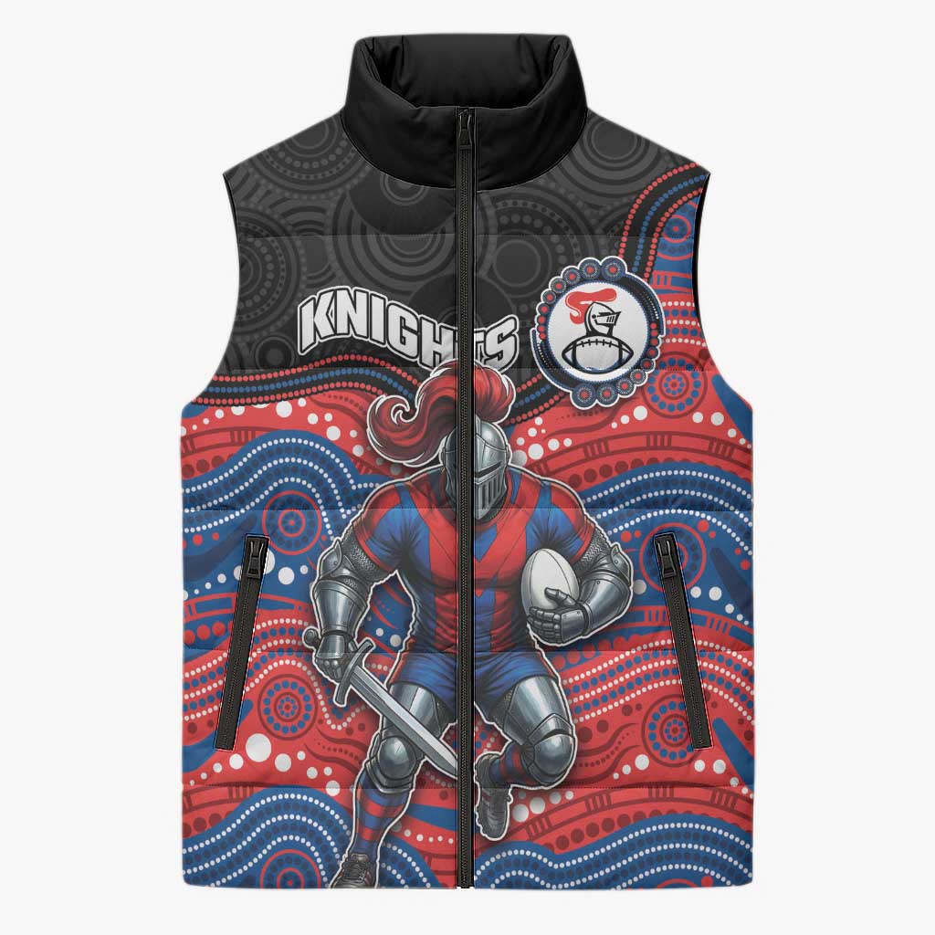 Custom Knights Sleeveless Puffer Jacket Warrior Mascot With Aboriginal Indigenous