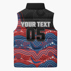 Custom Knights Sleeveless Puffer Jacket Warrior Mascot With Aboriginal Indigenous