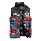 Custom Knights Sleeveless Puffer Jacket Warrior Mascot With Aboriginal Indigenous