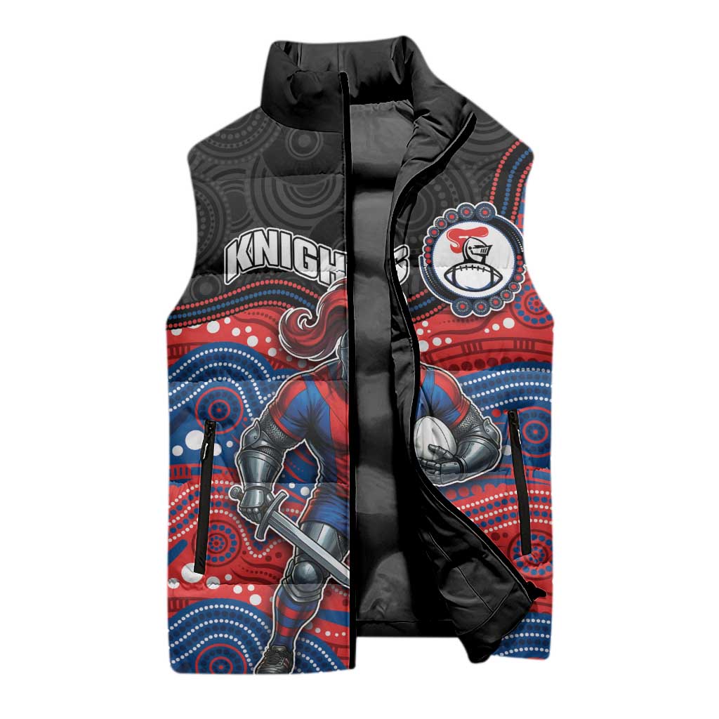 Custom Knights Sleeveless Puffer Jacket Warrior Mascot With Aboriginal Indigenous
