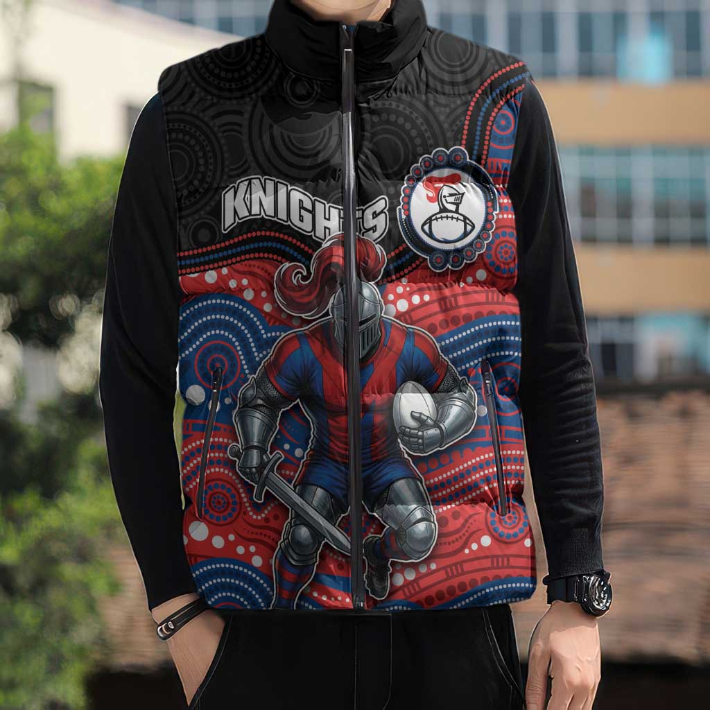 Custom Knights Sleeveless Puffer Jacket Warrior Mascot With Aboriginal Indigenous