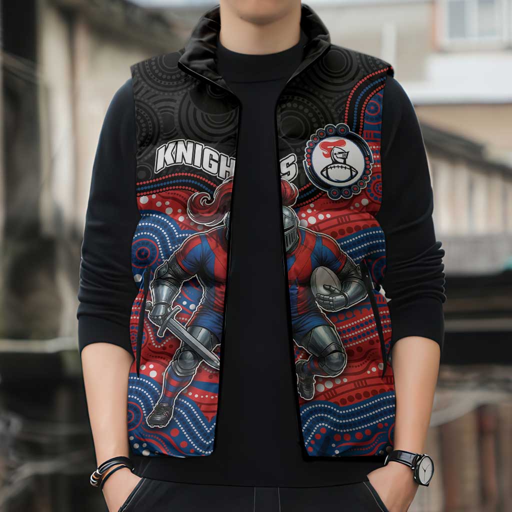 Custom Knights Sleeveless Puffer Jacket Warrior Mascot With Aboriginal Indigenous