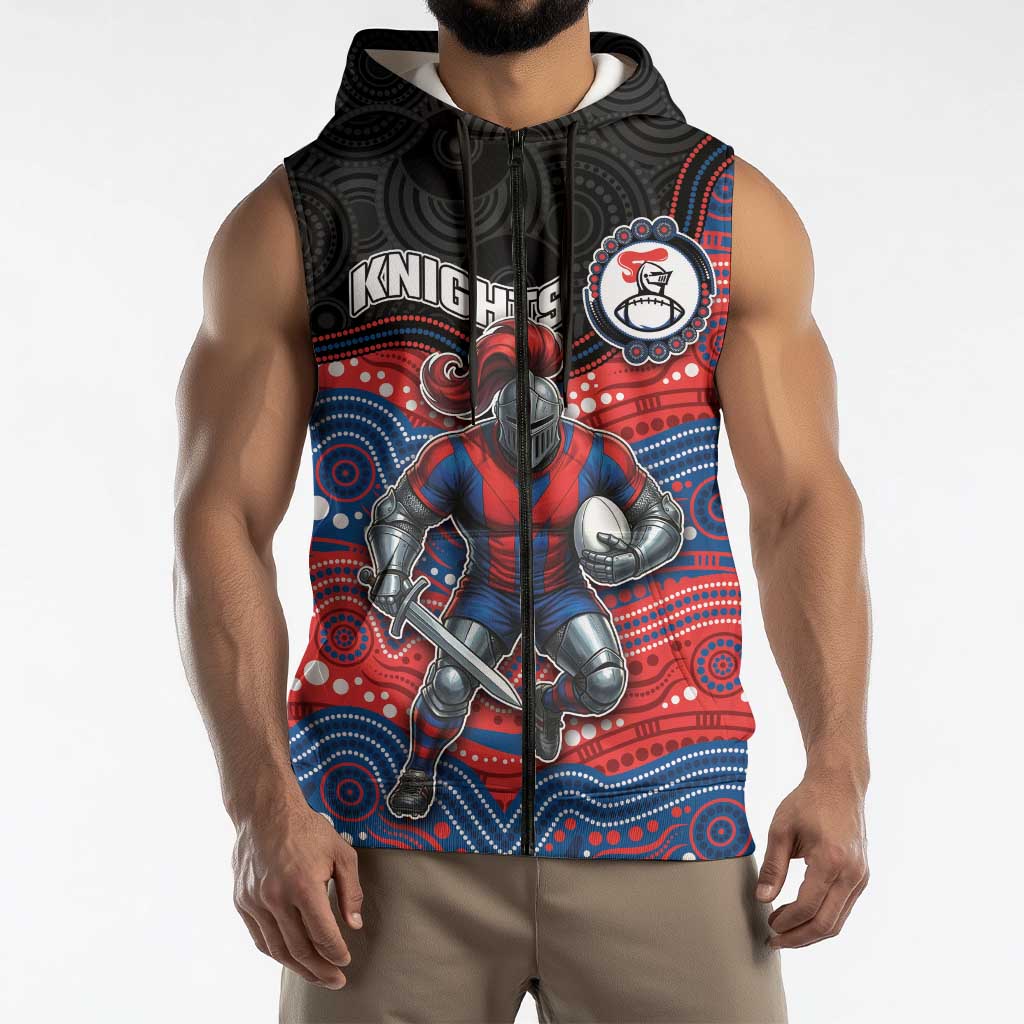 Custom Knights Sleeveless Zip Hoodie Warrior Mascot With Aboriginal Indigenous