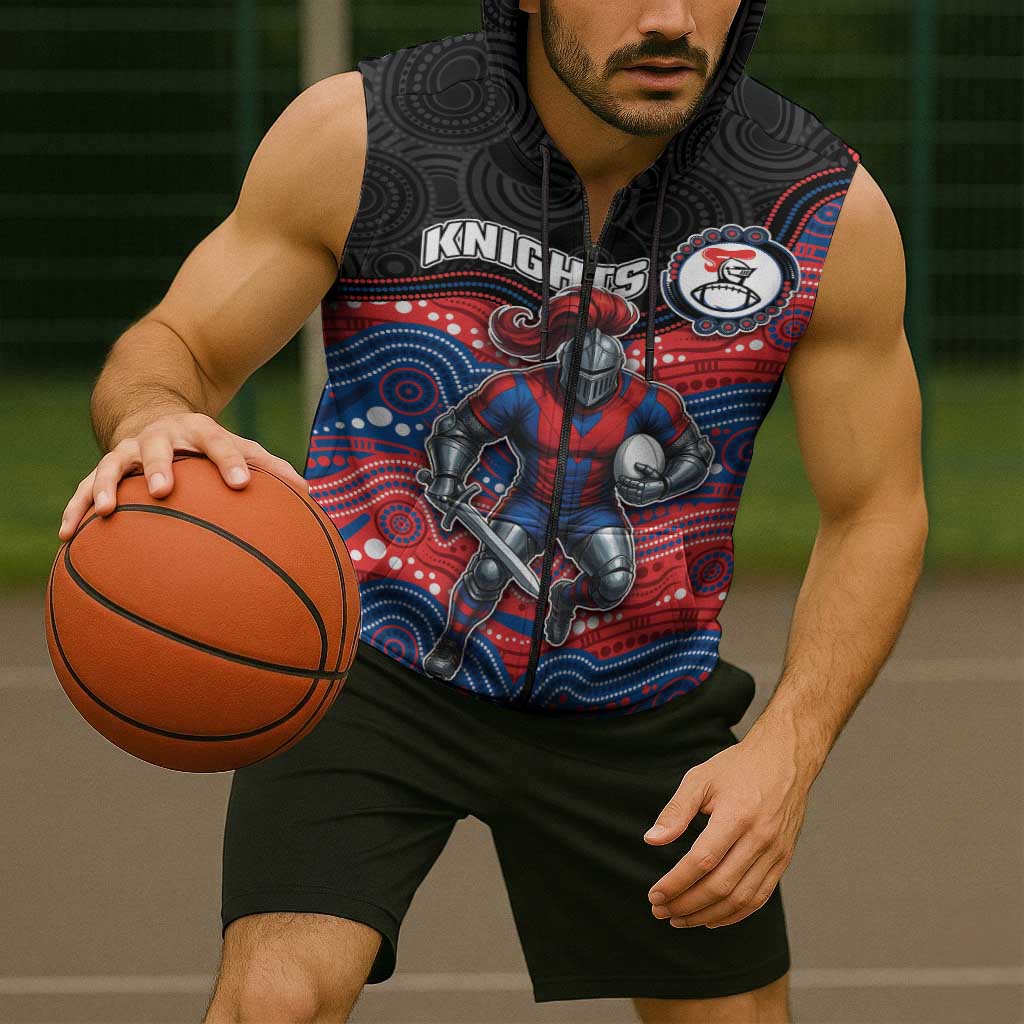 Custom Knights Sleeveless Zip Hoodie Warrior Mascot With Aboriginal Indigenous