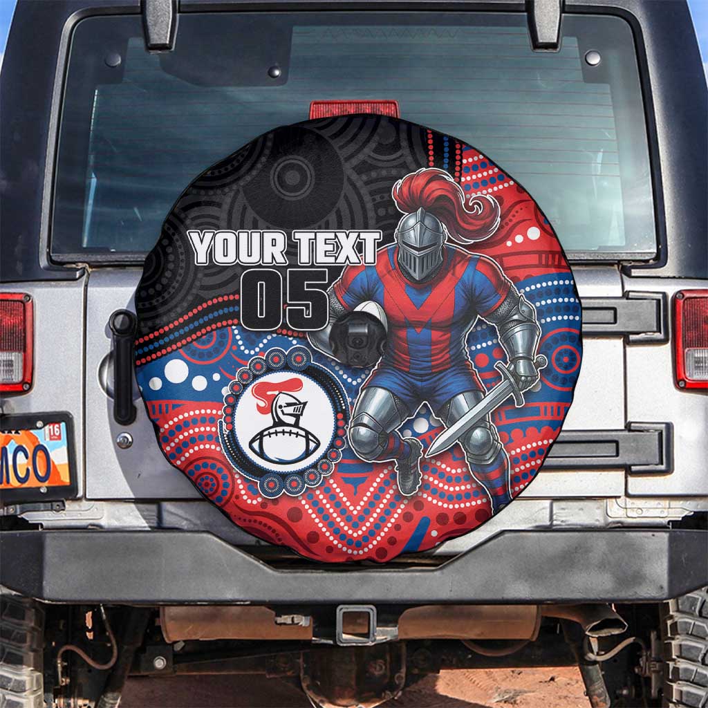 Custom Knights Spare Tire Cover Warrior Mascot With Aboriginal Indigenous