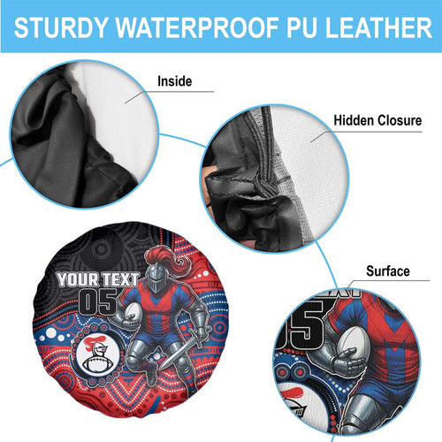 Custom Knights Spare Tire Cover Warrior Mascot With Aboriginal Indigenous