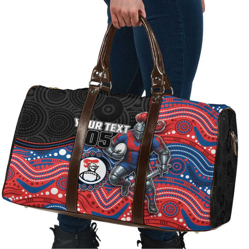Custom Knights Travel Bag Warrior Mascot With Aboriginal Indigenous