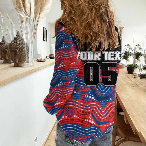 Custom Knights Women Casual Shirt Warrior Mascot With Aboriginal Indigenous