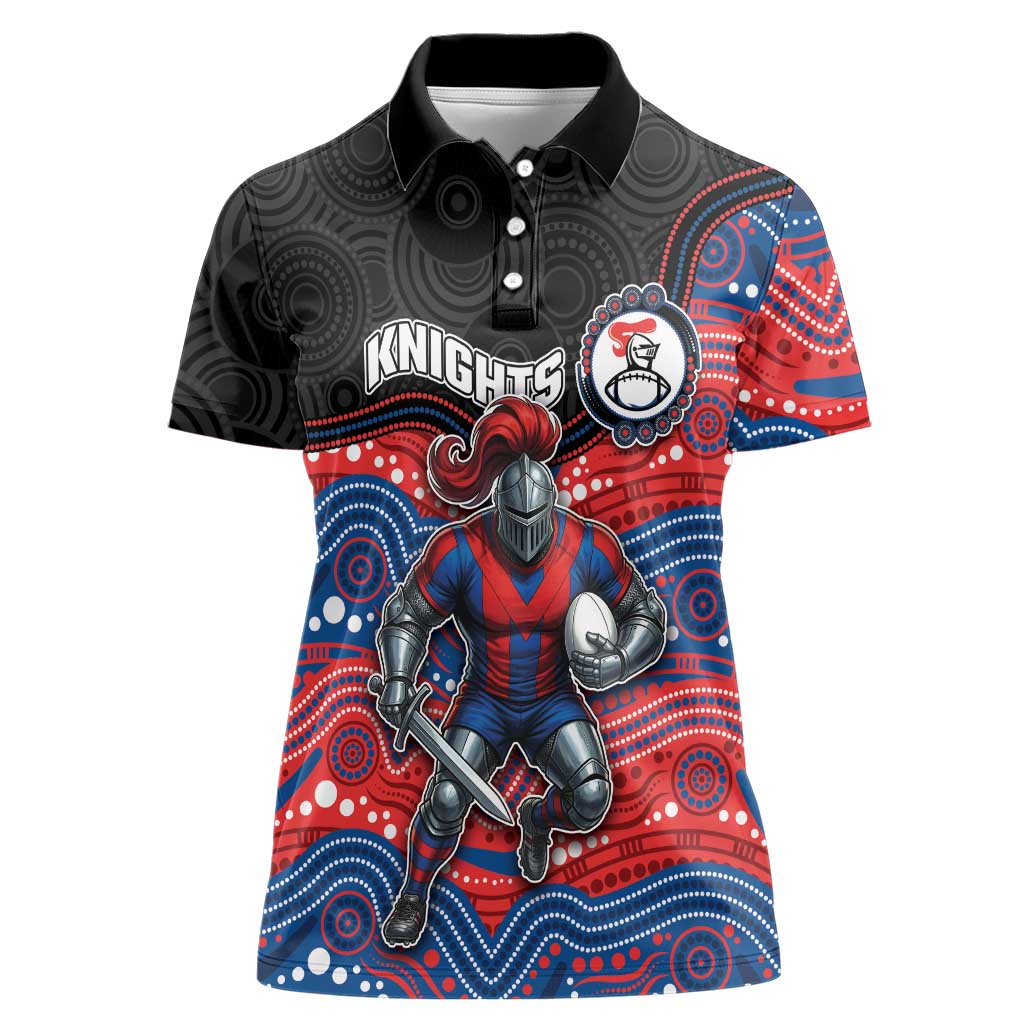 Custom Knights Women Polo Shirt Warrior Mascot With Aboriginal Indigenous