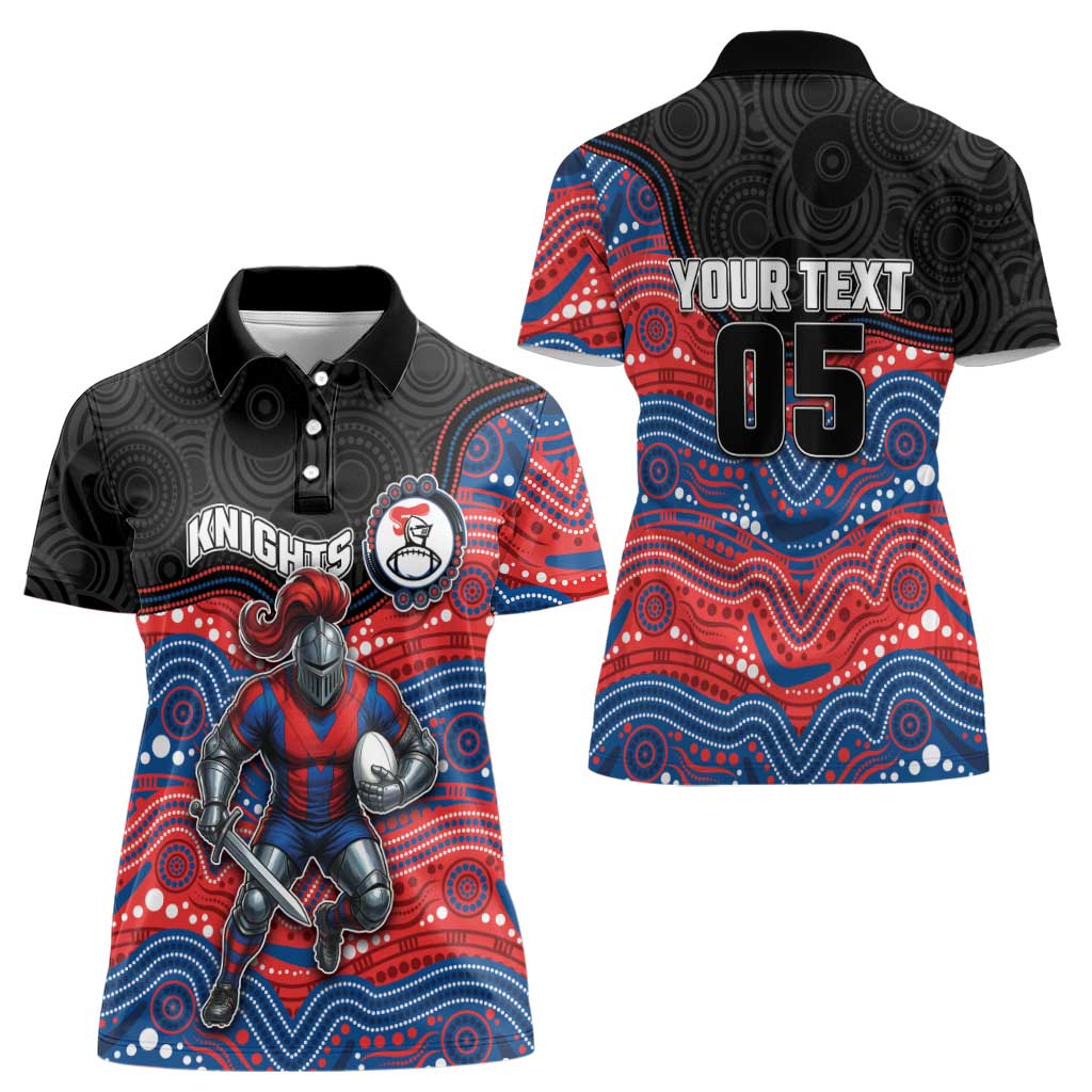 Custom Knights Women Polo Shirt Warrior Mascot With Aboriginal Indigenous