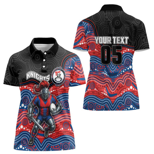 Custom Knights Women Polo Shirt Warrior Mascot With Aboriginal Indigenous