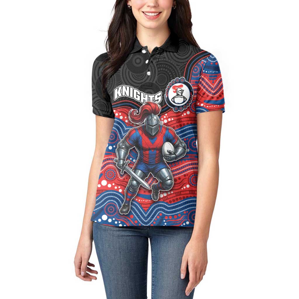 Custom Knights Women Polo Shirt Warrior Mascot With Aboriginal Indigenous
