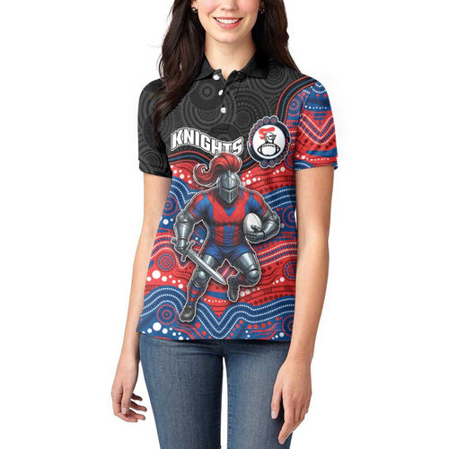 Custom Knights Women Polo Shirt Warrior Mascot With Aboriginal Indigenous