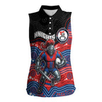 Custom Knights Women Sleeveless Polo Shirt Warrior Mascot With Aboriginal Indigenous