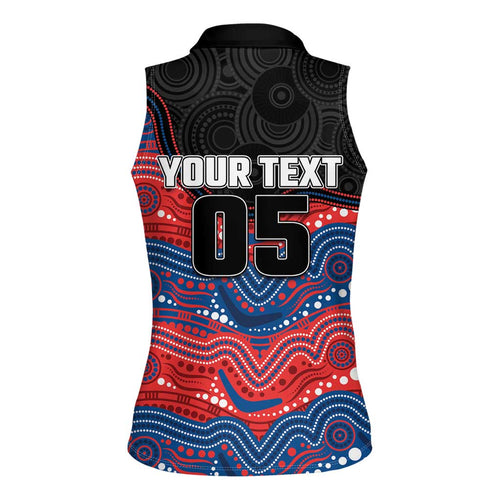 Custom Knights Women Sleeveless Polo Shirt Warrior Mascot With Aboriginal Indigenous