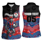 Custom Knights Women Sleeveless Polo Shirt Warrior Mascot With Aboriginal Indigenous