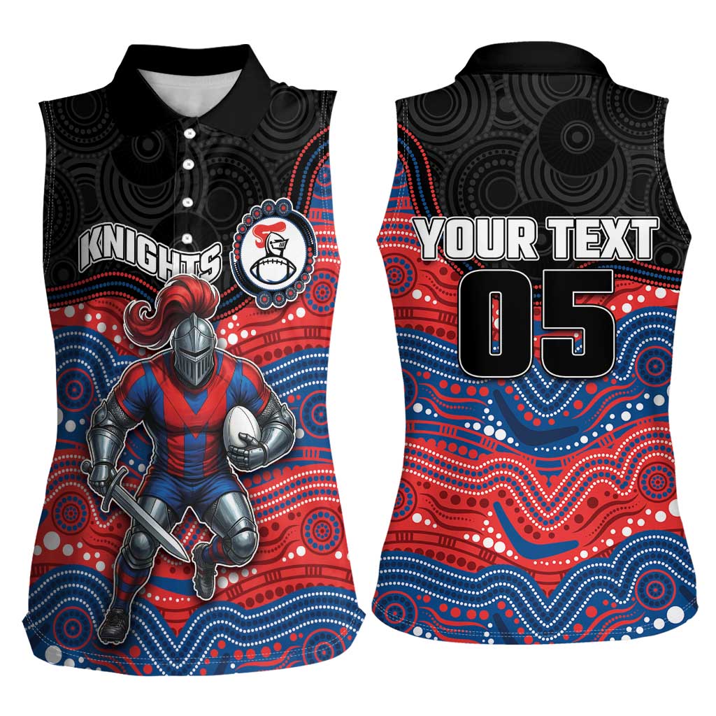 Custom Knights Women Sleeveless Polo Shirt Warrior Mascot With Aboriginal Indigenous