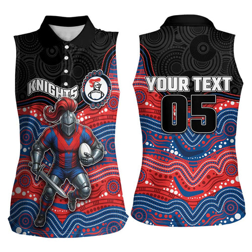 Custom Knights Women Sleeveless Polo Shirt Warrior Mascot With Aboriginal Indigenous