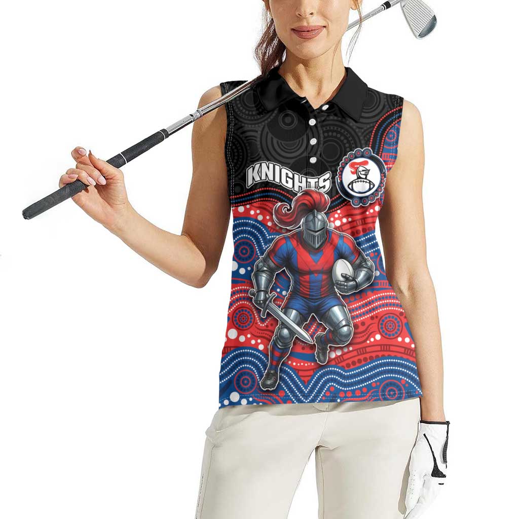 Custom Knights Women Sleeveless Polo Shirt Warrior Mascot With Aboriginal Indigenous