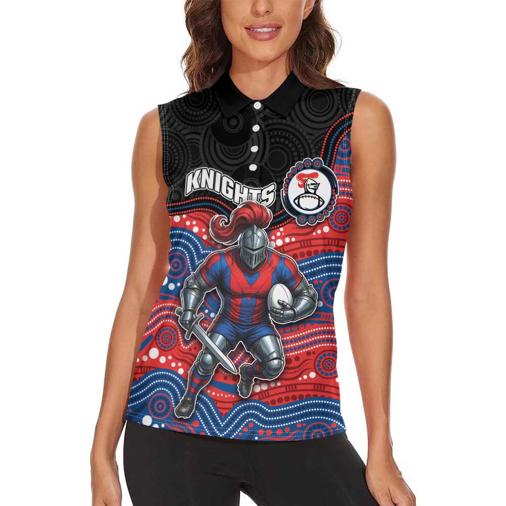 Custom Knights Women Sleeveless Polo Shirt Warrior Mascot With Aboriginal Indigenous